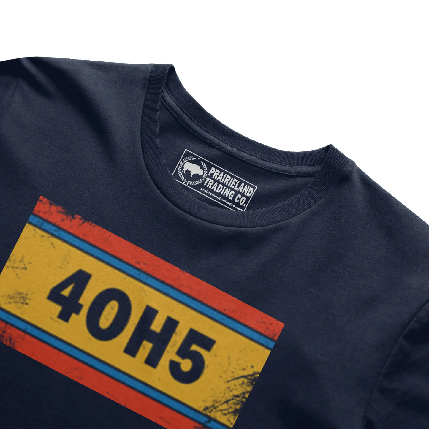 "4OH5" OKC Area Code Tee – Distressed Oklahoma City Shirt in Sunset, Yellow & Thunder Blue Stripes
