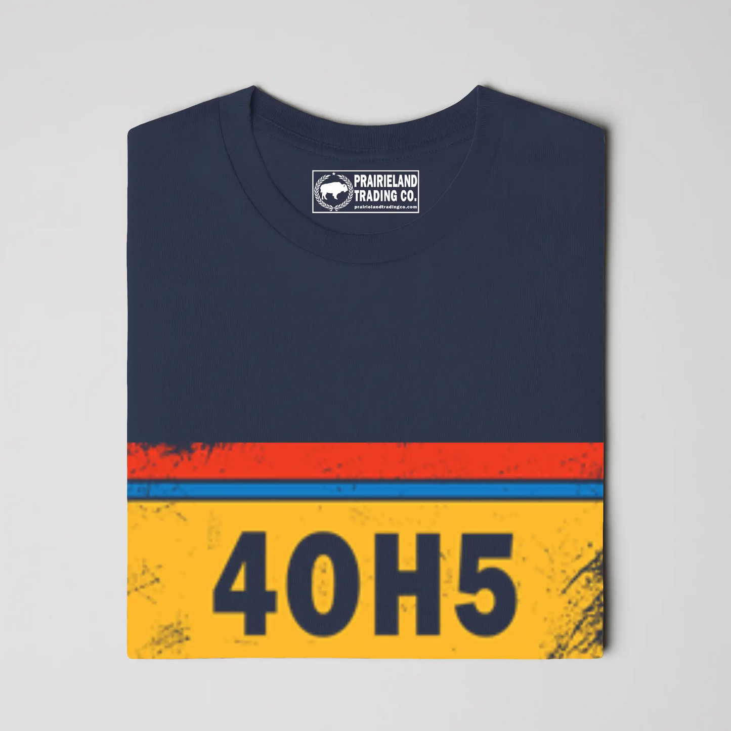 "4OH5" OKC Area Code Tee – Distressed Oklahoma City Shirt in Sunset, Yellow & Thunder Blue Stripes