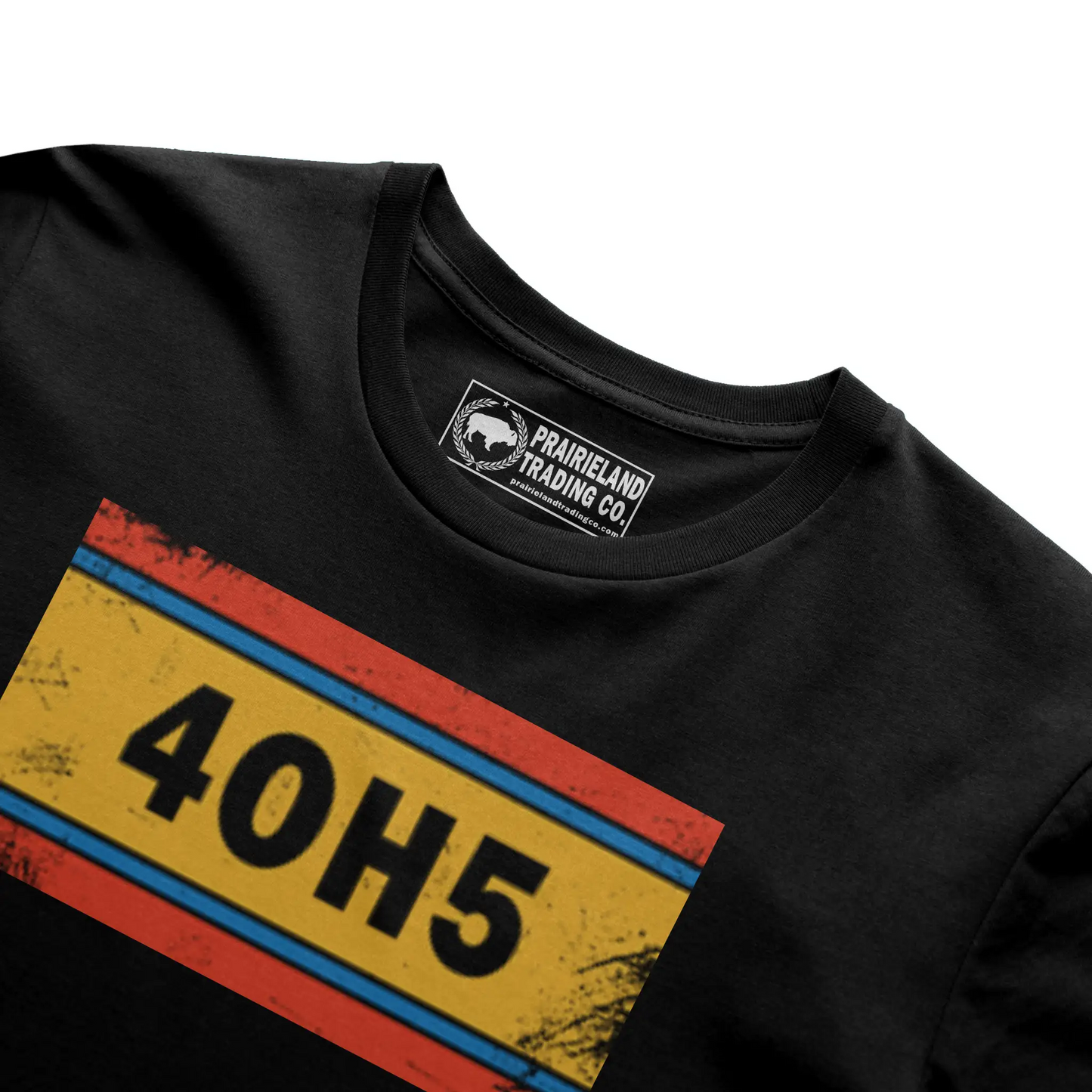 "4OH5" OKC Area Code Tee – Distressed Oklahoma City Shirt in Sunset, Yellow & Thunder Blue Stripes