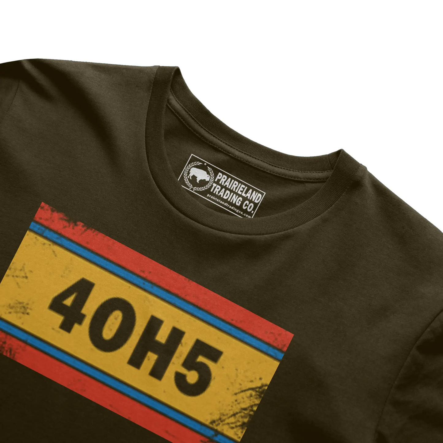 "4OH5" OKC Area Code Tee – Distressed Oklahoma City Shirt in Sunset, Yellow & Thunder Blue Stripes