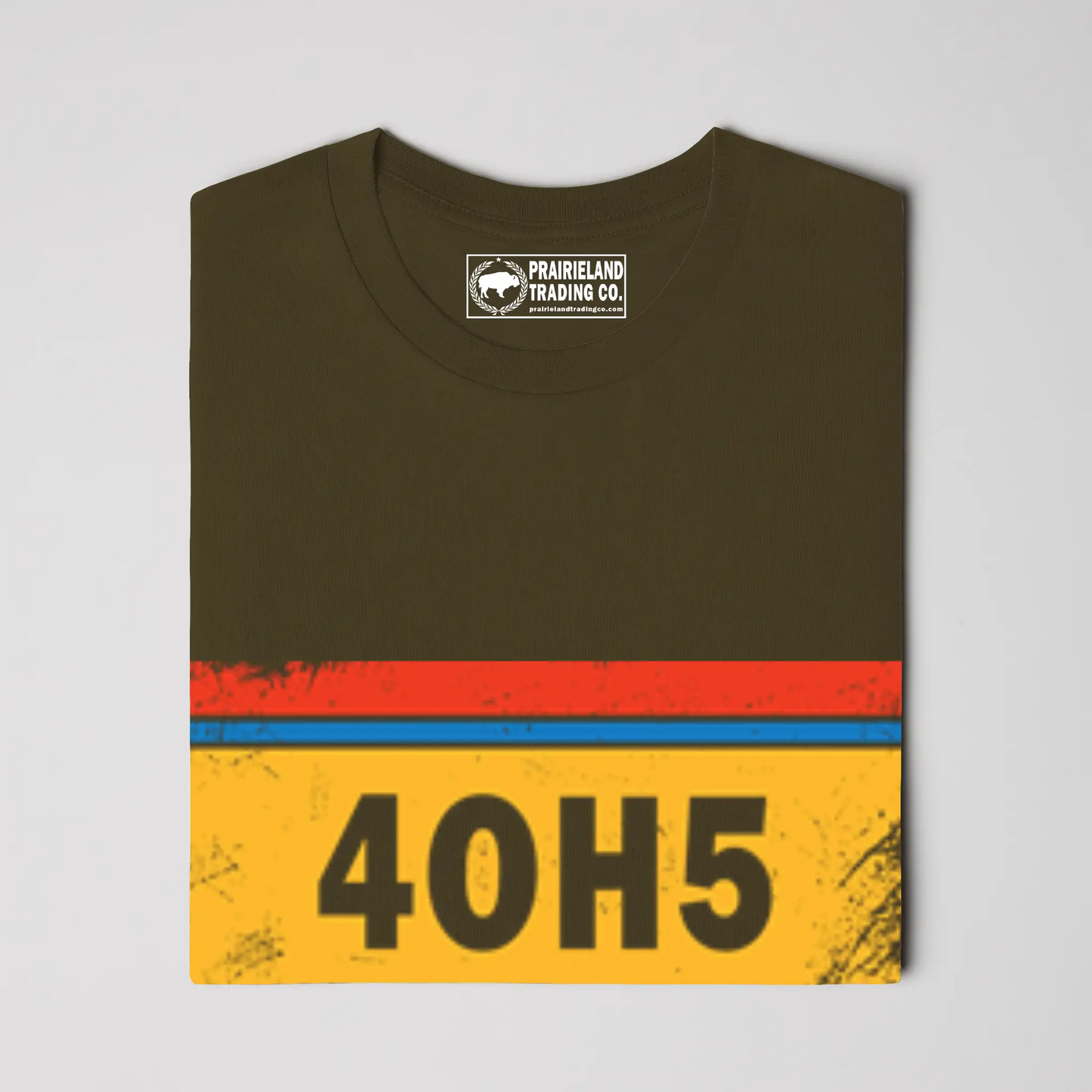 "4OH5" OKC Area Code Tee – Distressed Oklahoma City Shirt in Sunset, Yellow & Thunder Blue Stripes