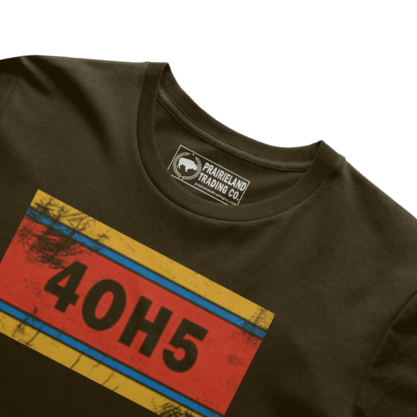 "4OH5" Oklahoma City T-Shirt – Vintage Distressed Tee in Vibrant Sunset, Yellow & Thunder Blue Stripes